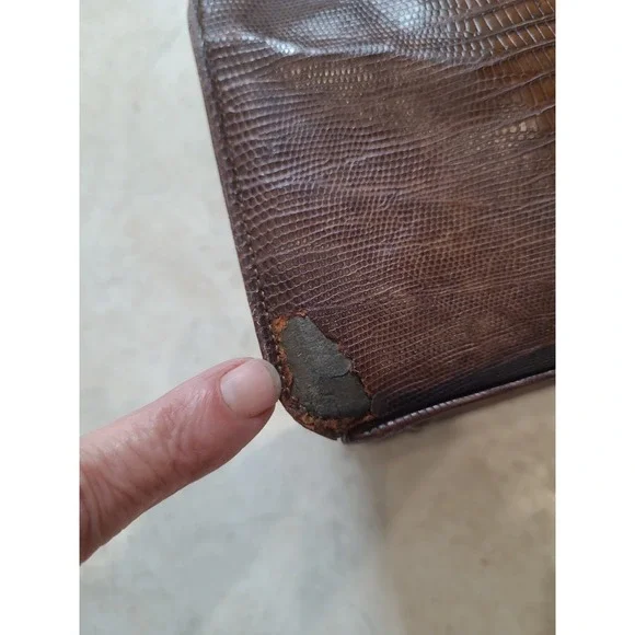 VTG. 50's Escort Genuine Reptile rectangular frame bag single handle snap close - Picture 4 of 12